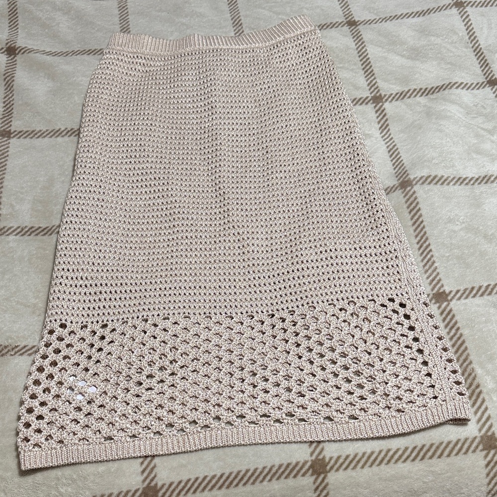 Ann Taylor Beige Knit Midi Skirt